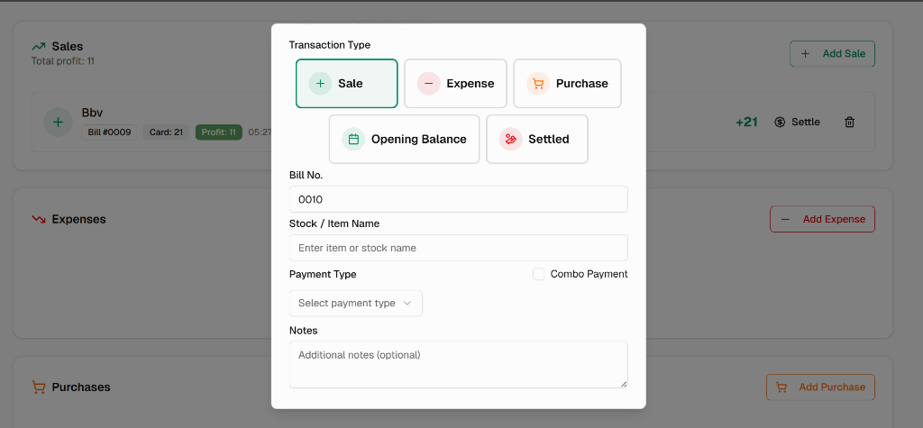 New Transaction Form with Split Payments