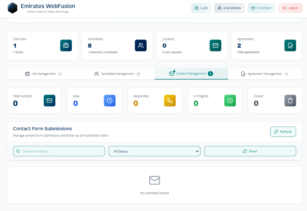 Admin Portal Main Overview