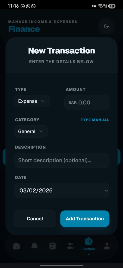Mobile Transaction Modal (Dark)