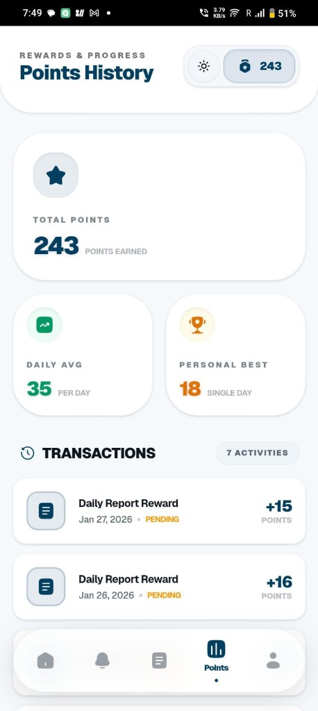 Mobile App - Points History