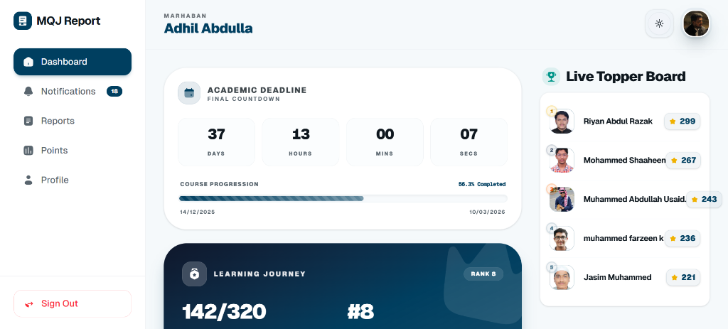 Student Dashboard Overview
