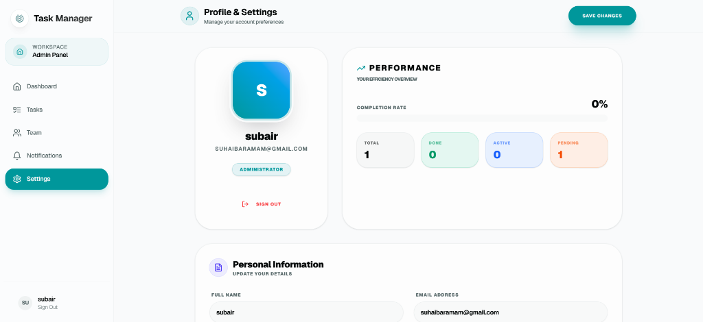 User Profile and Settings